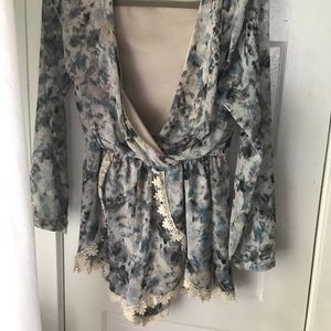 Lace floral detailed romper